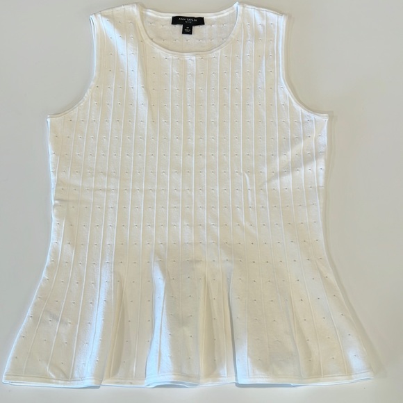 Ann Taylor - petite medium, peplum hem viscose white tank - Picture 1 of 5